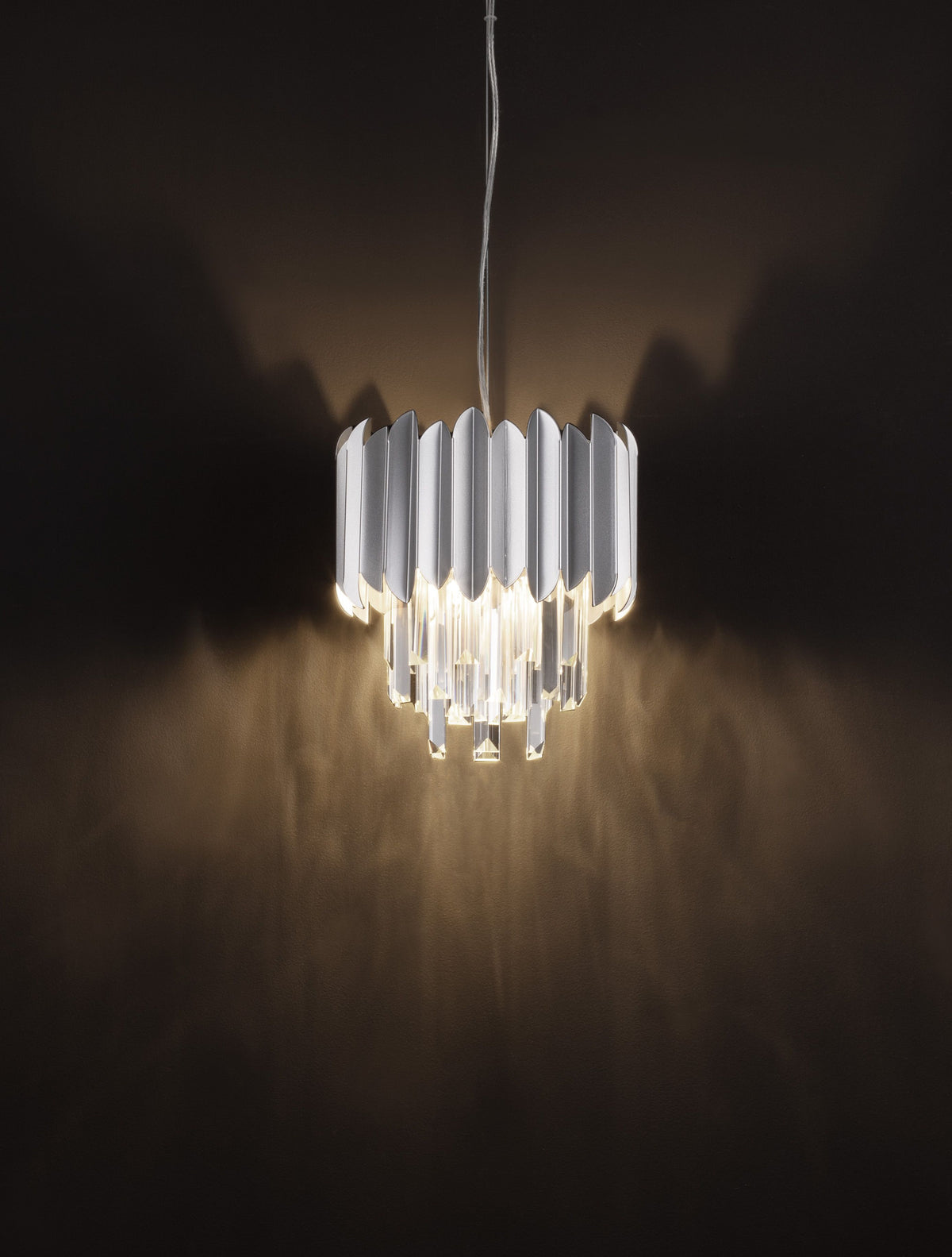 Suspension Magnolia chromée, cristal