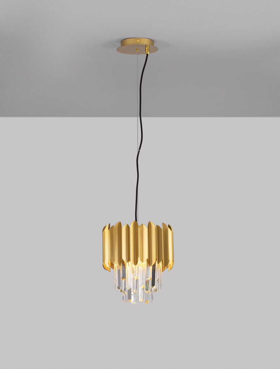 Suspension Magnolia dorée, cristal