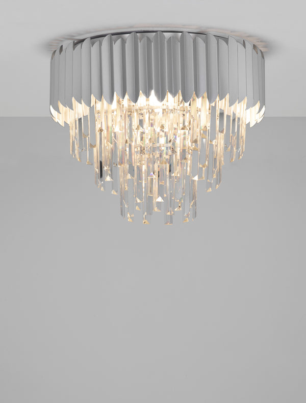 Plafonnier Magnolia 6 lumières chromé, cristal