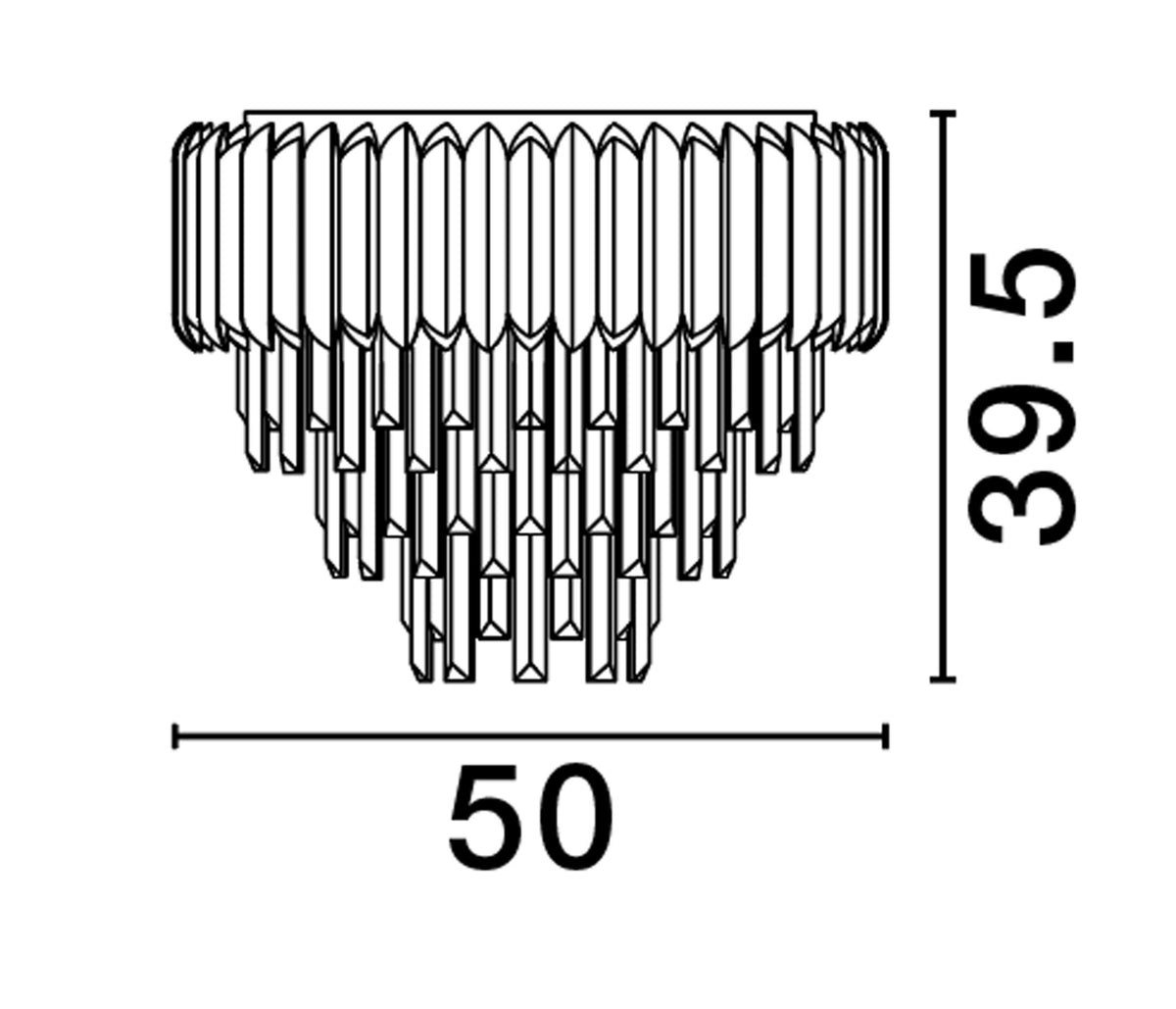 Schéma coté du luminaire avec 50 cm de diamètre et 39,5 cm de hauteur