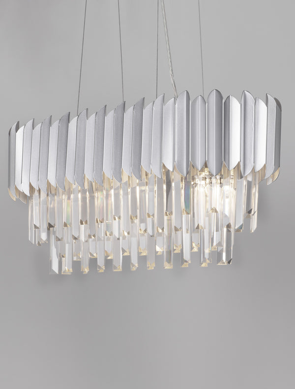 Suspension Magnolia 5 lumières chromée, cristal