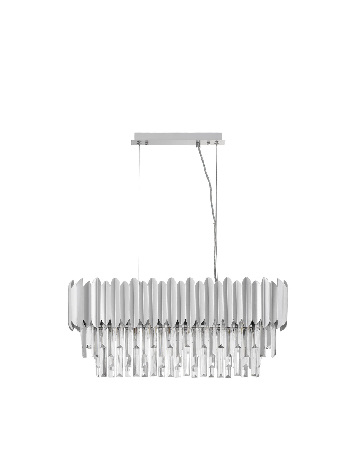 Suspension présentée de face avec sa platine de fixation et ses câbles