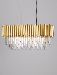 Suspension Magnolia 5 lumières dorée, cristal (9824077)