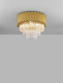 Plafonnier Magnolia 5 lumières doré, cristal