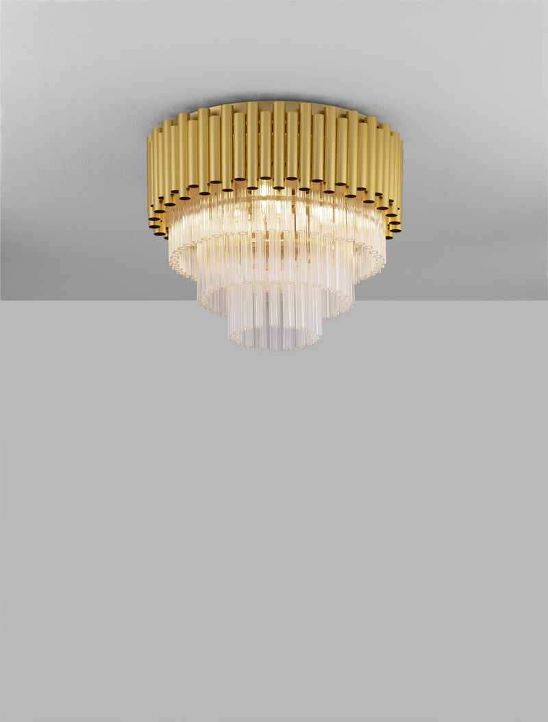 Plafonnier Magnolia 5 lumières doré, cristal