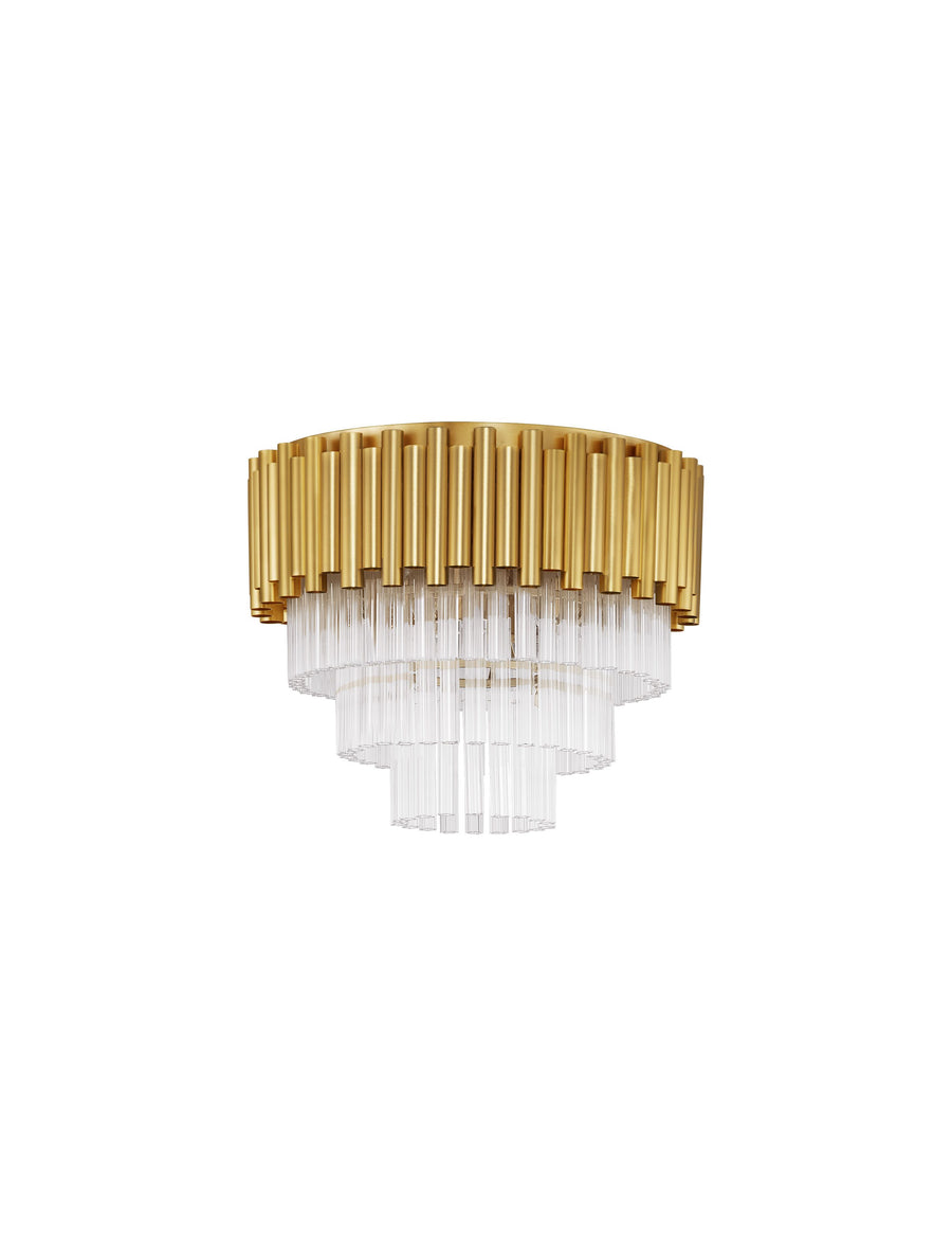 Plafonnier Magnolia 5 lumières doré, cristal