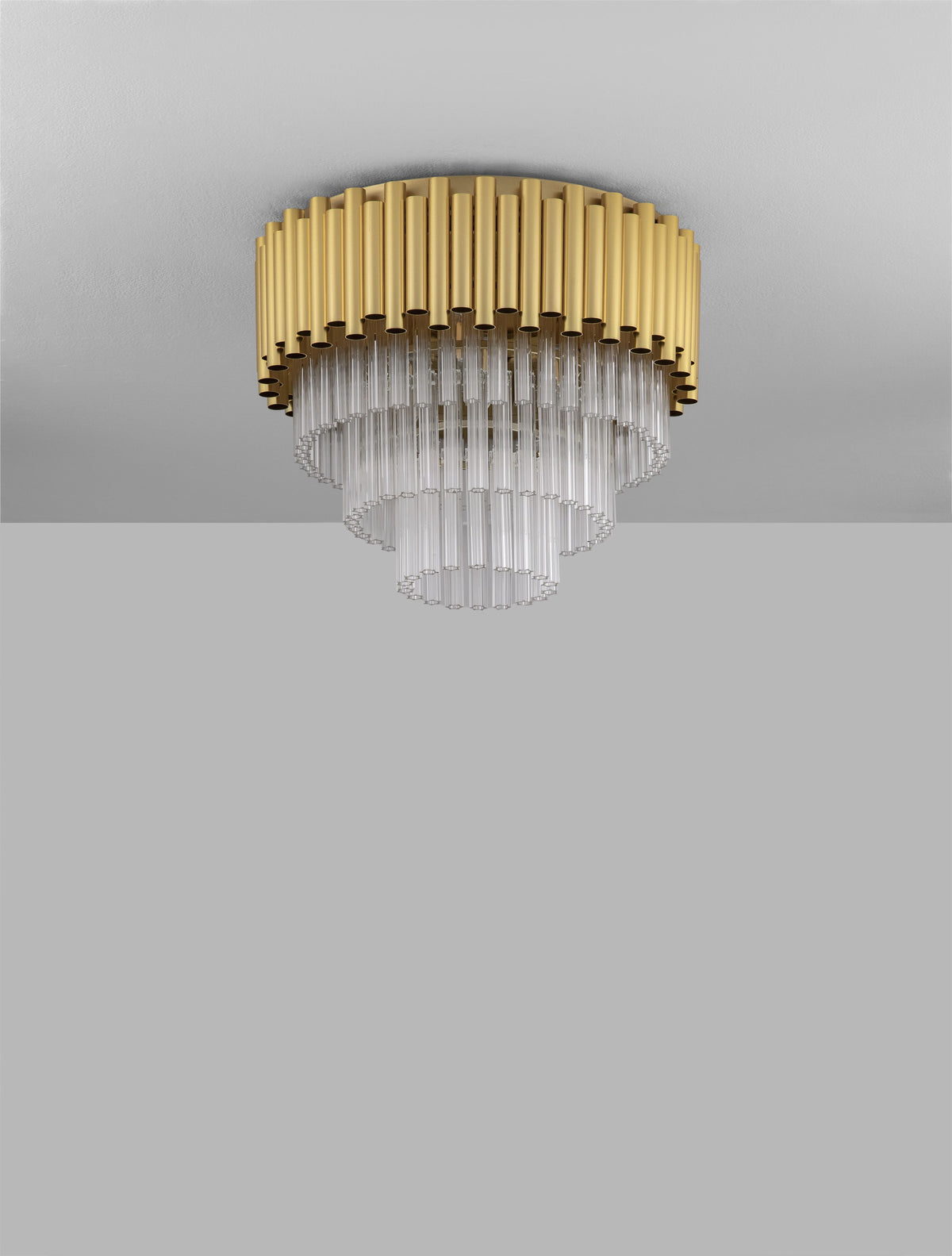 Plafonnier Magnolia 5 lumières doré, cristal