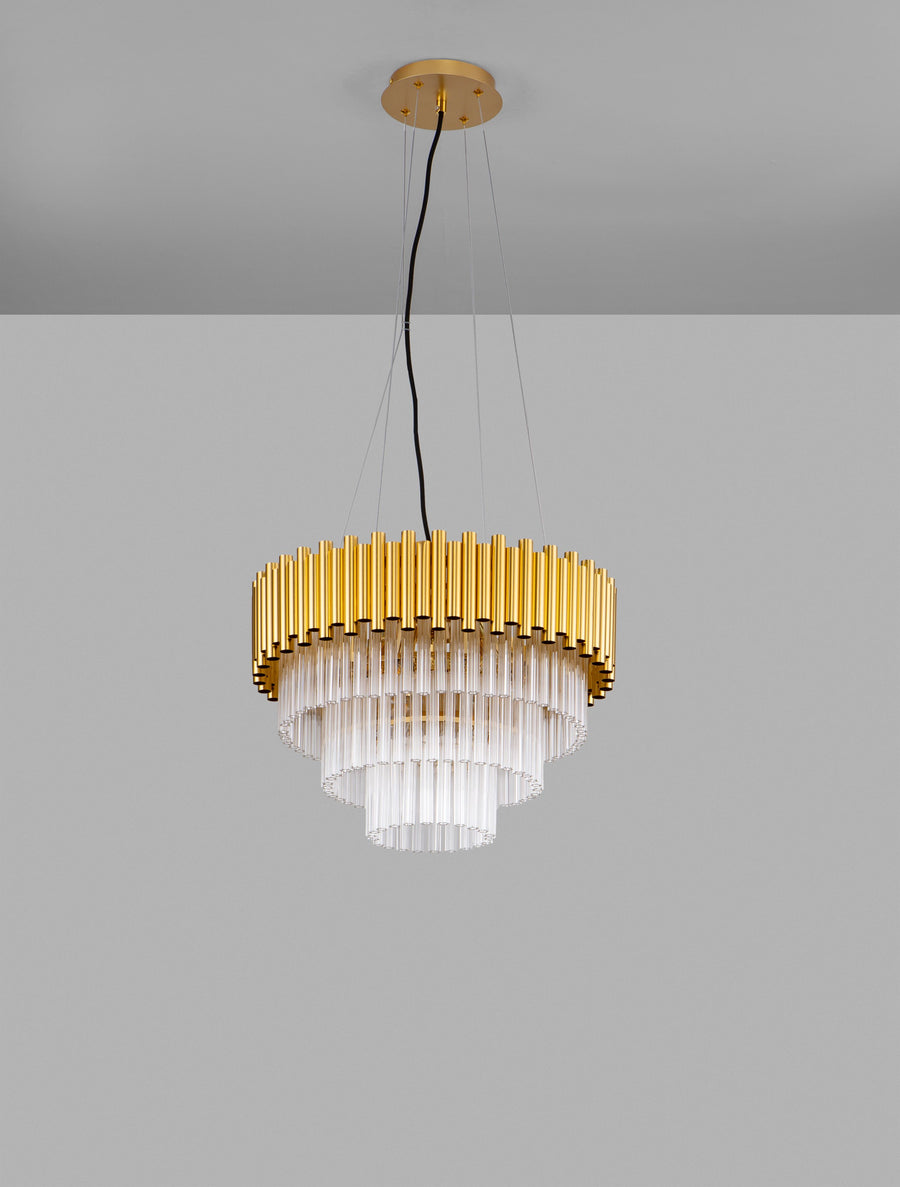 Suspension Magnolia 6 lumières dorée, cristal (9824081)