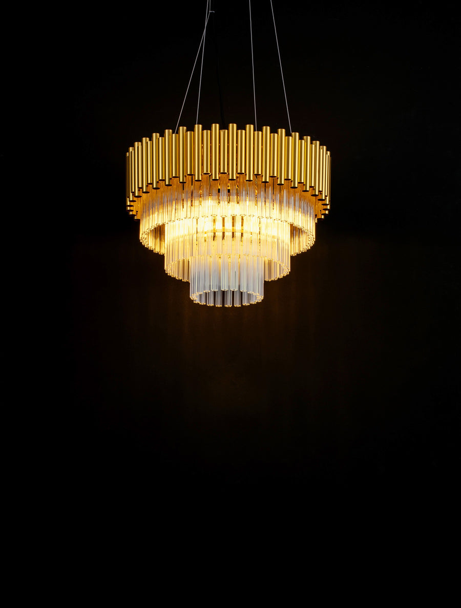 Suspension Magnolia 6 lumières dorée, cristal (9824081)