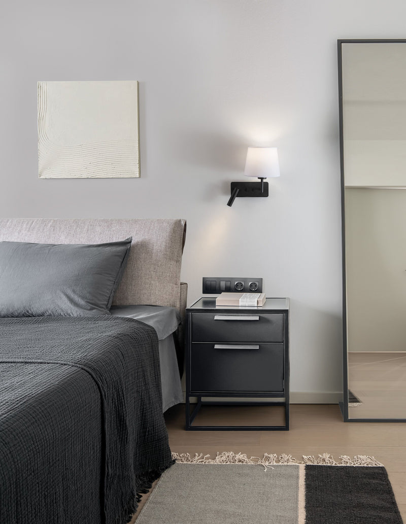Applique murale Savona 2 lumières noire, tissu