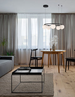 Suspension Joline noire, verre, H 155 cm