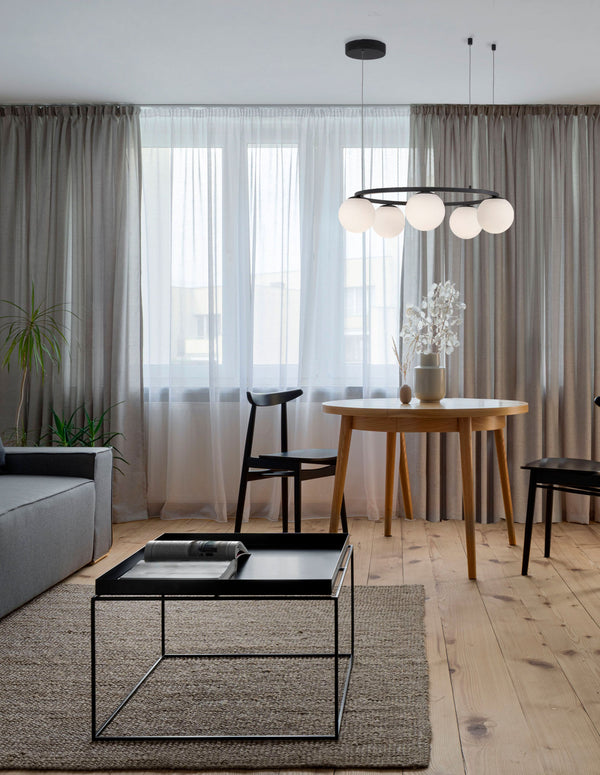 Suspension Joline noire, verre, H 155 cm