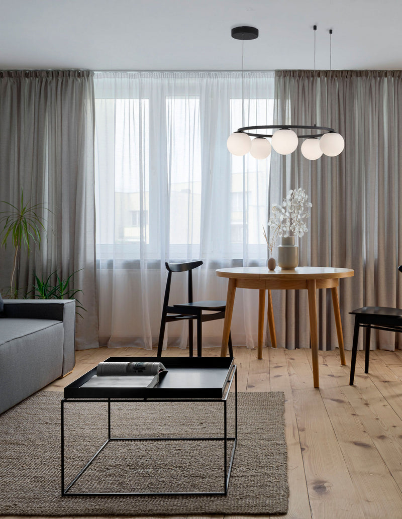 Suspension Joline noire, verre, H 155 cm