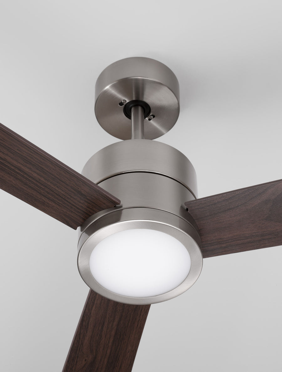 Ventilateur de plafond lumineux Axel nickel, bois