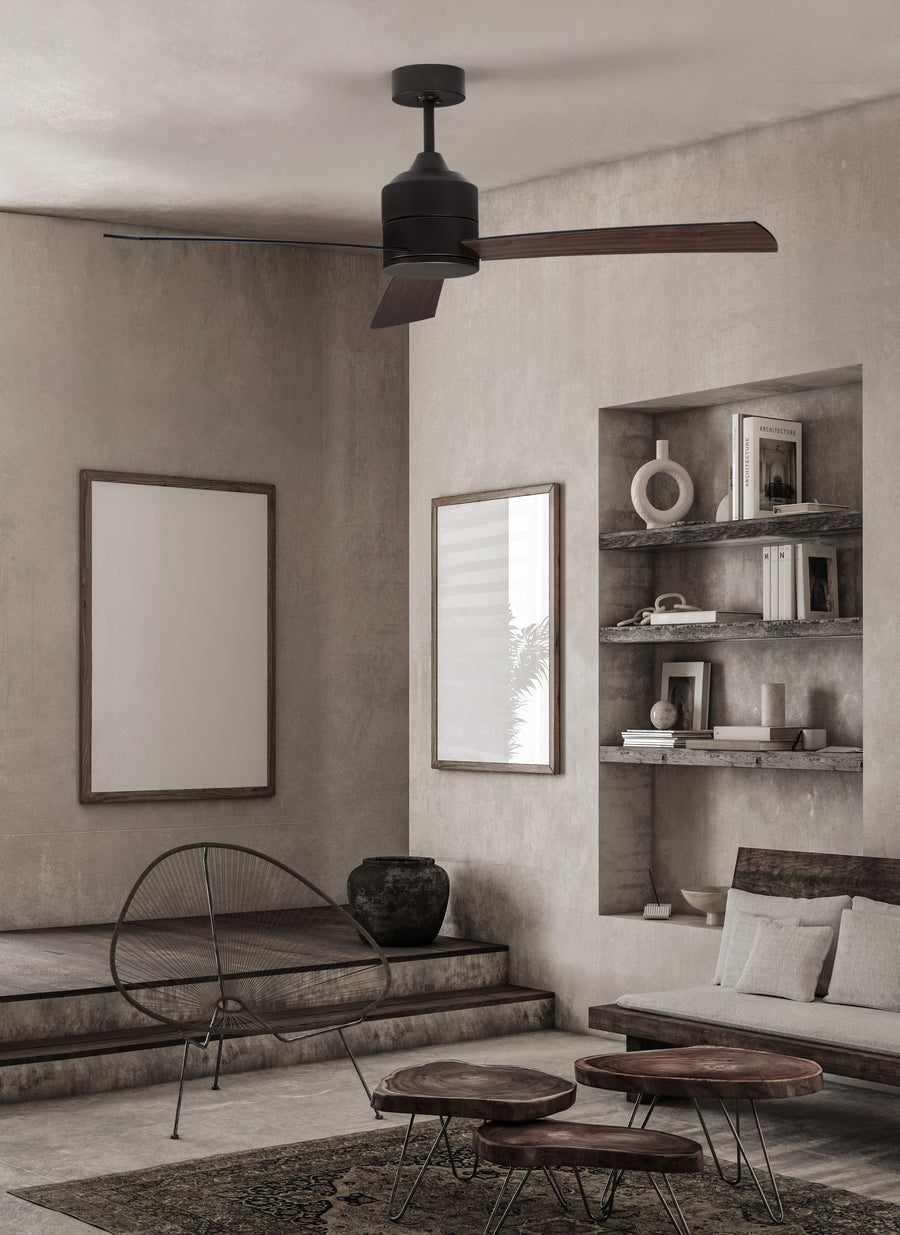 Ventilateur de plafond lumineux Axel noir, bois
