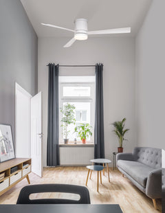 Ventilateur de plafond lumineux Silky blanc, verre