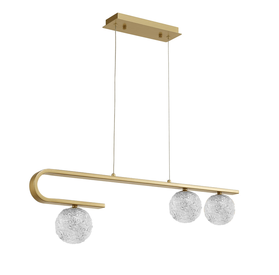 Suspension Mirano 3 lumières dorée, verre (9960272)