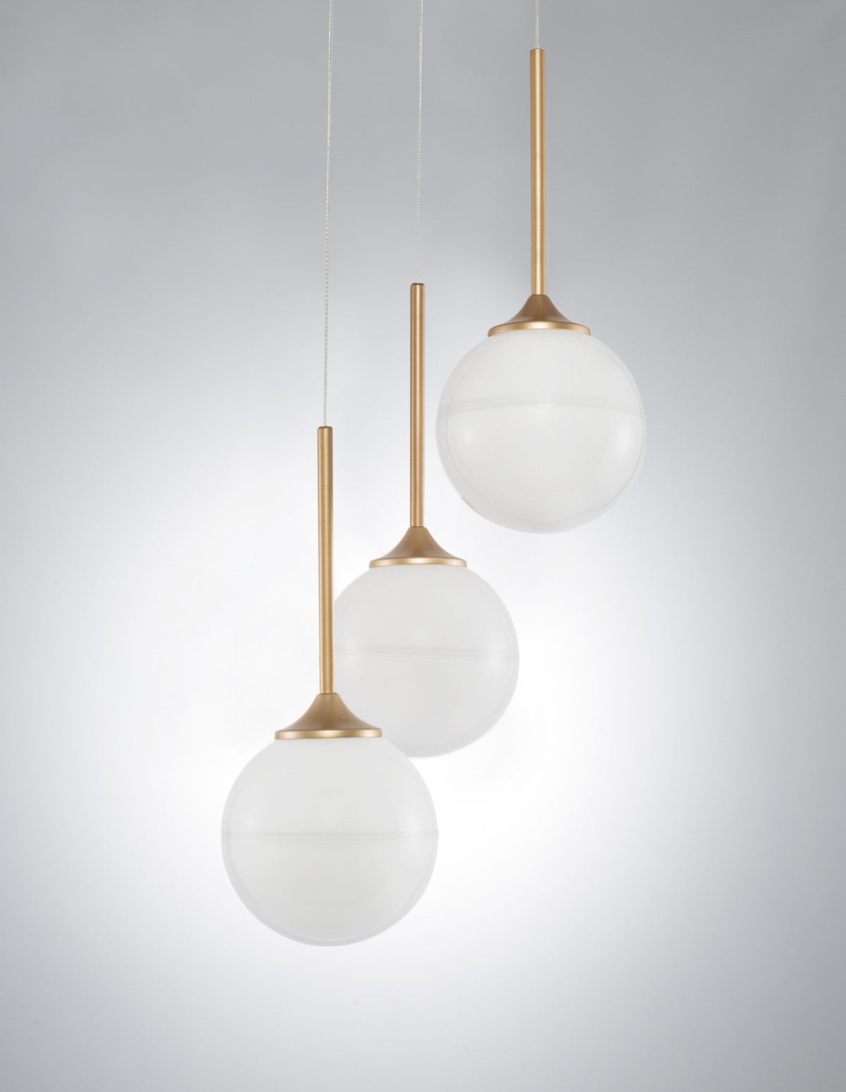 Suspension Cantona 3 lumières dorée, verre (9960613)