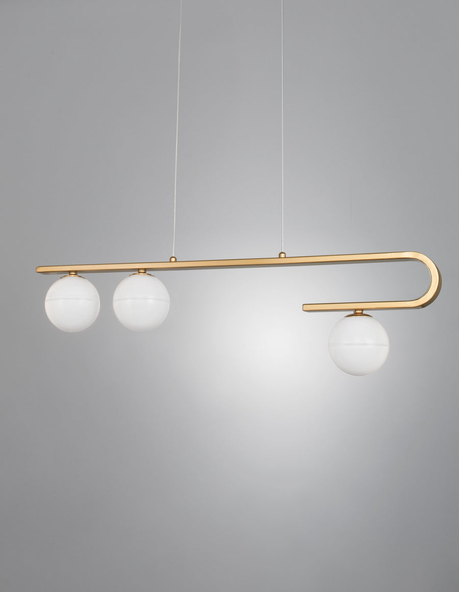Suspension Cantona 3 lumières dorée, verre (9960615)