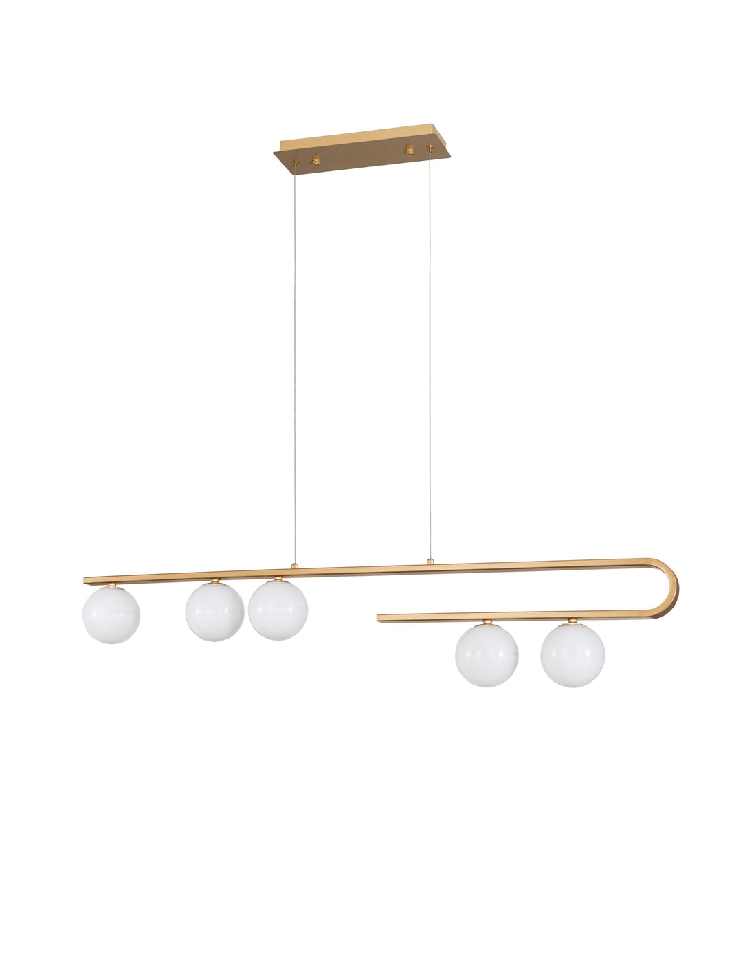 Suspension Cantona 5 lumières dorée, verre (9960616)