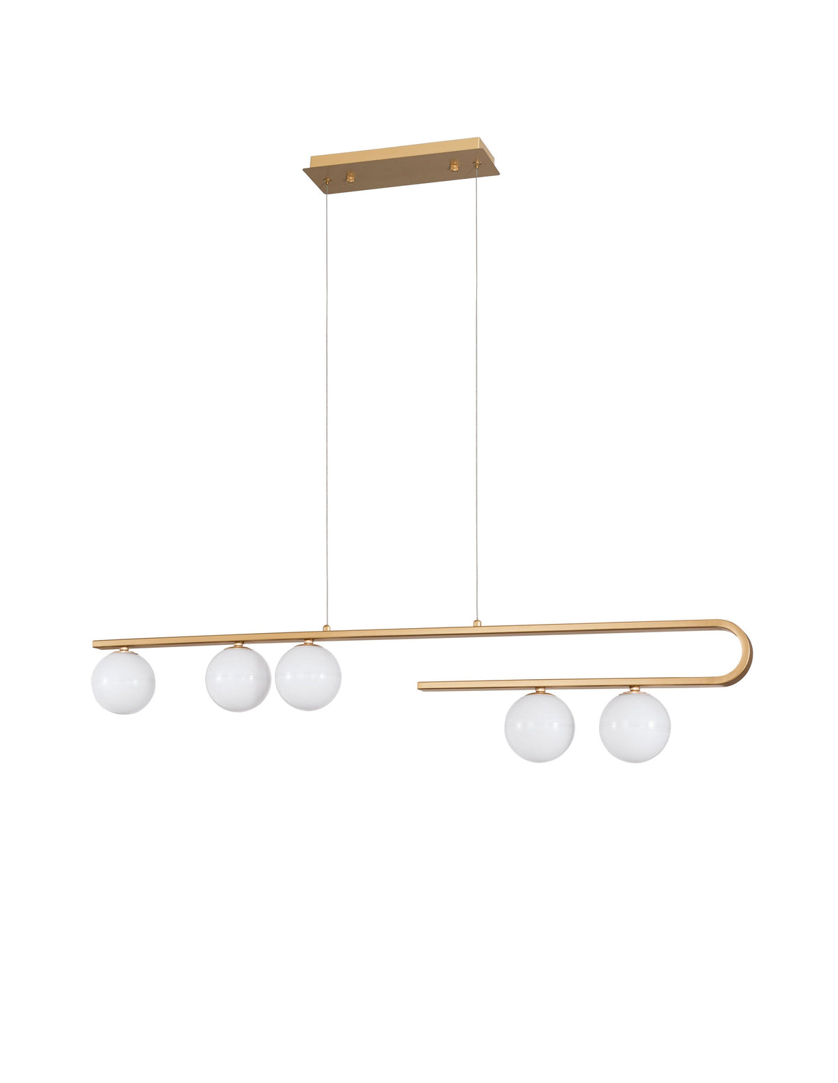Suspension Cantona 5 lumières dorée, verre (9960616)