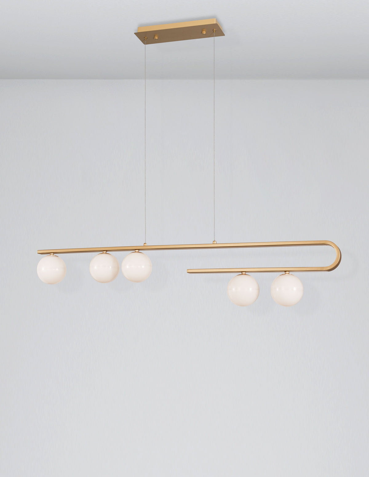 Suspension Cantona 5 lumières dorée, verre (9960616)