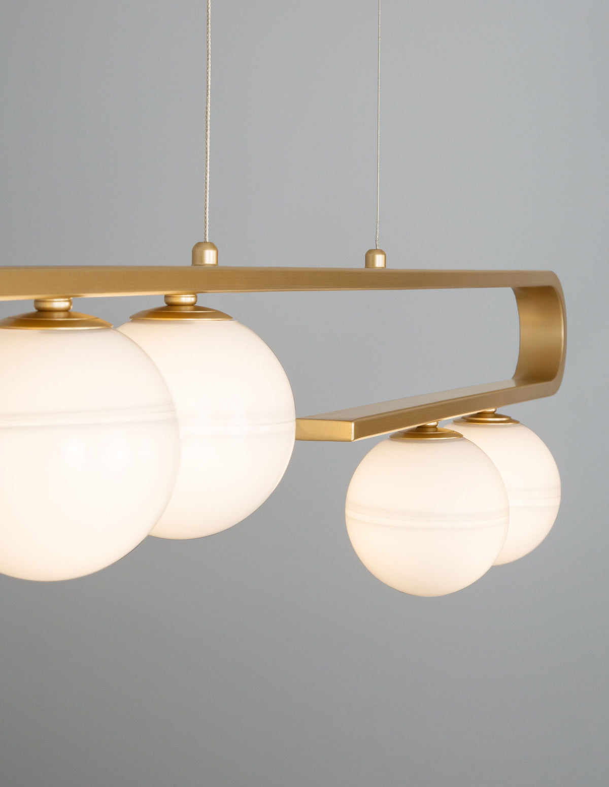 Suspension Cantona 5 lumières dorée, verre (9960616)