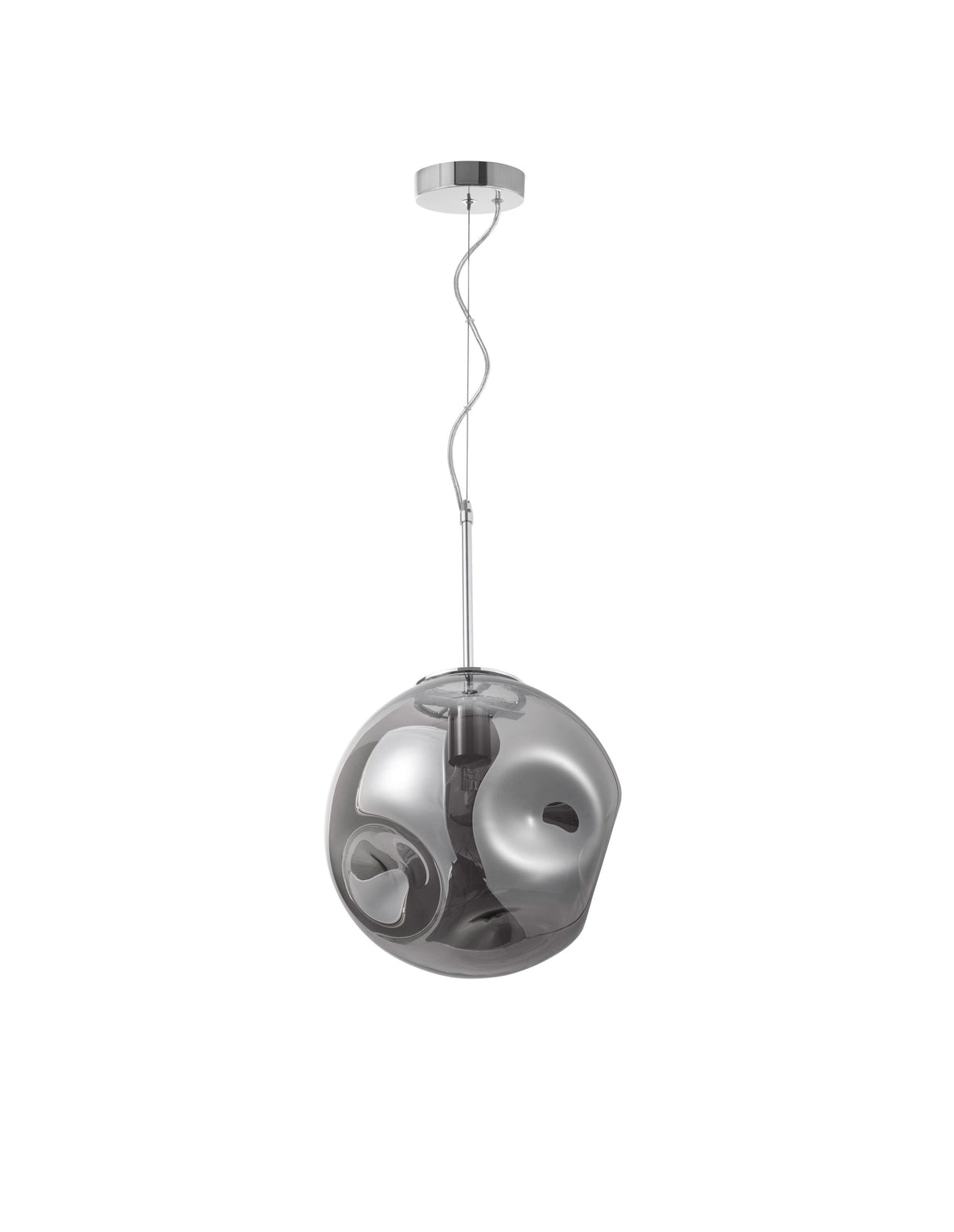 Suspension Mayan chromée, verre, H 120 cm