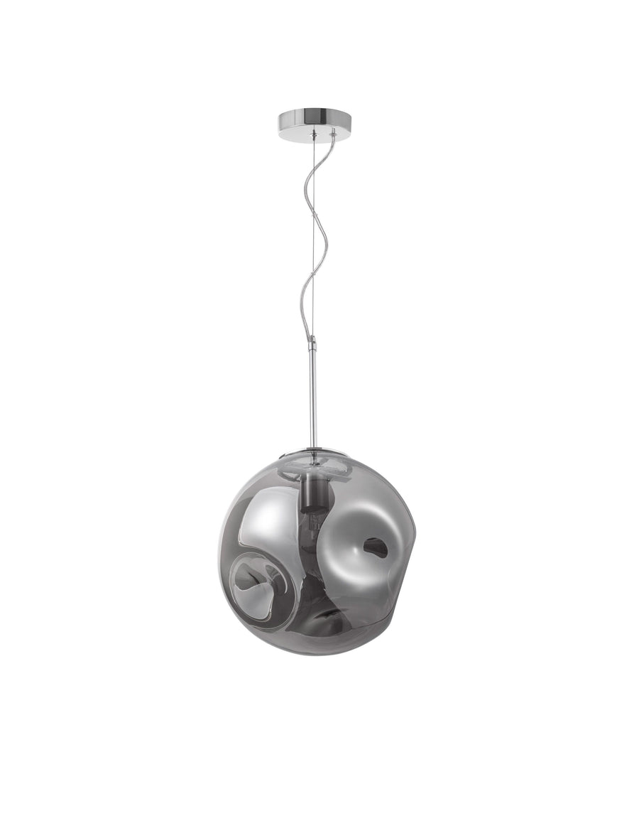 Suspension Mayan chromée, verre, H 120 cm