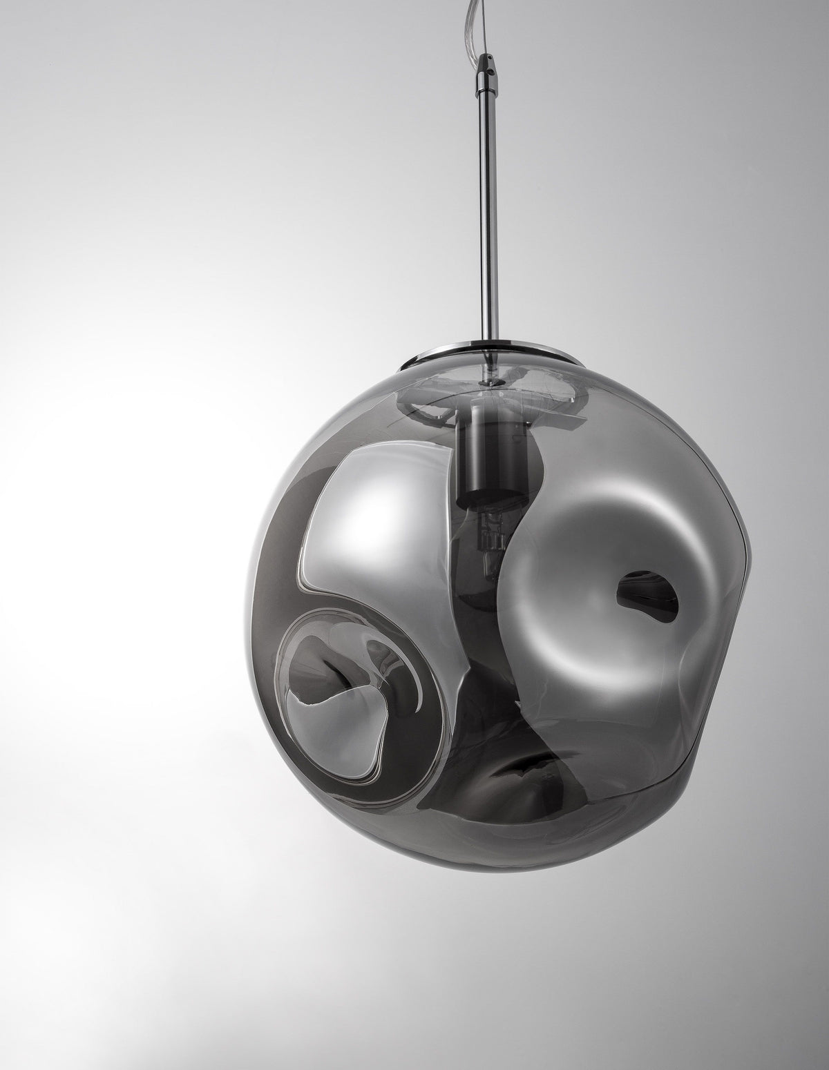 Suspension Mayan chromée, verre, H 120 cm