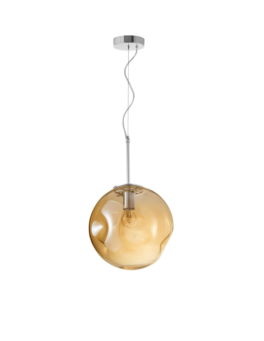 Suspension Mayan chromée, verre, Ø 30 cm