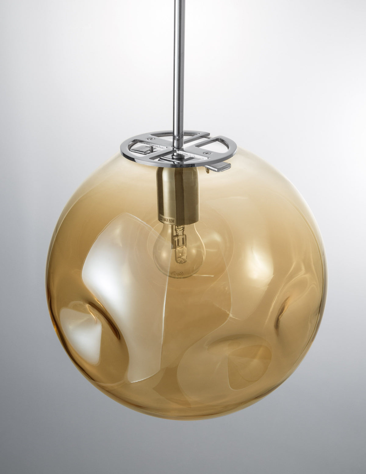 Suspension Mayan chromée, verre, Ø 30 cm