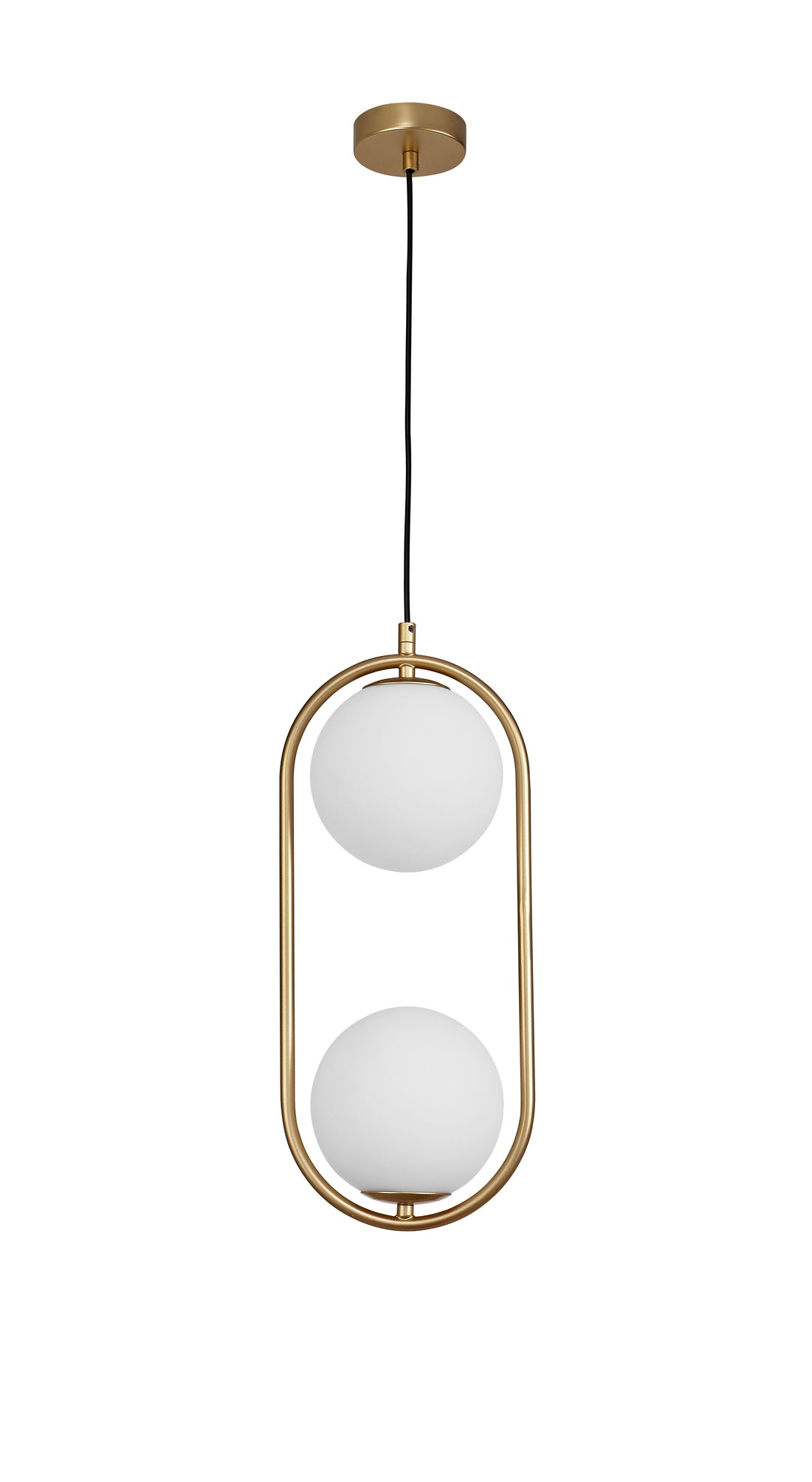 Suspension Obitar 2 lumières dorée, verre