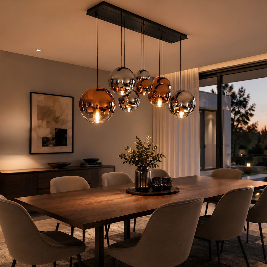 Suspension de table Orb 12 lumières sur 2 rangées, longueur 160 cm