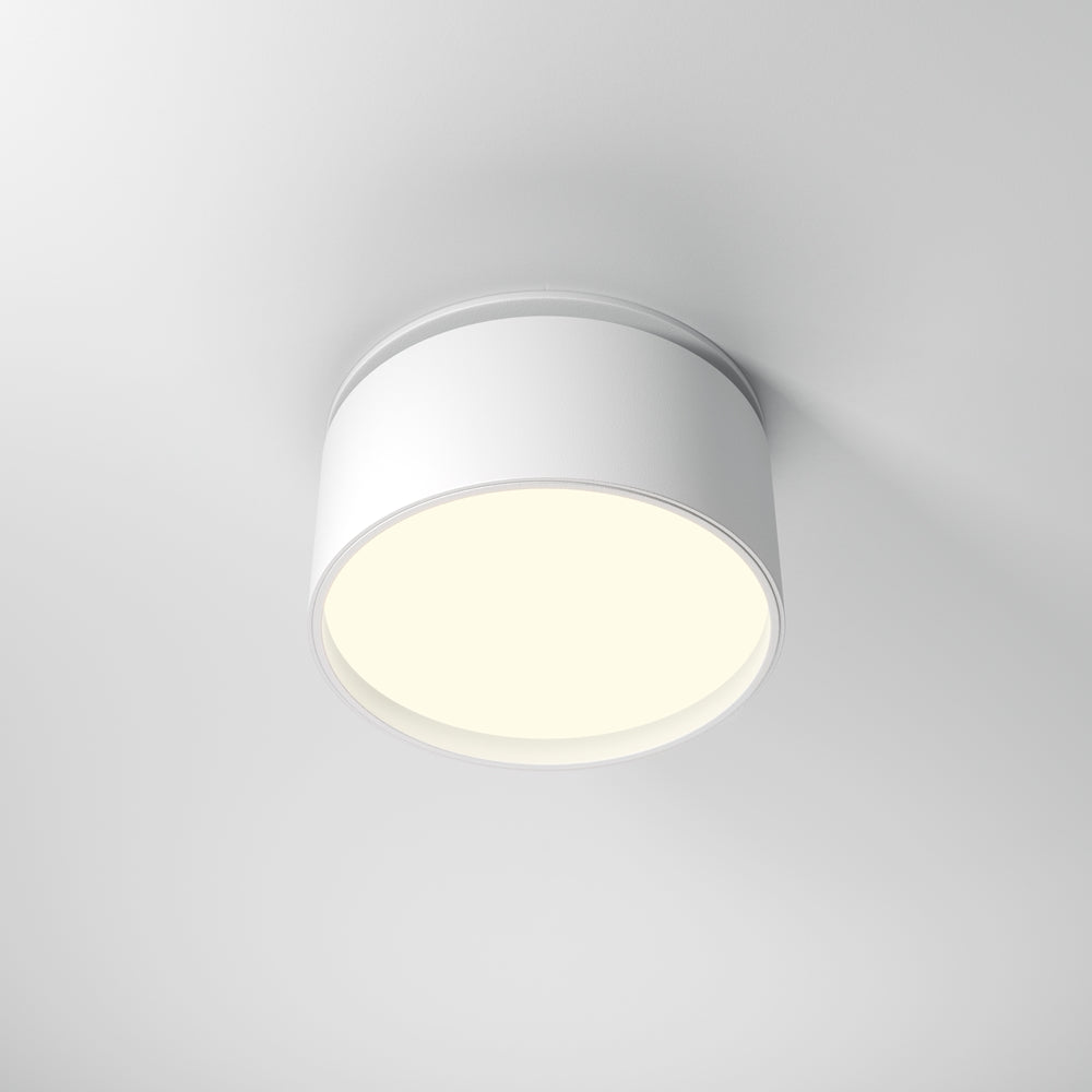 Vue de dessous du spot blanc droit, diffuseur lumineux bien visible