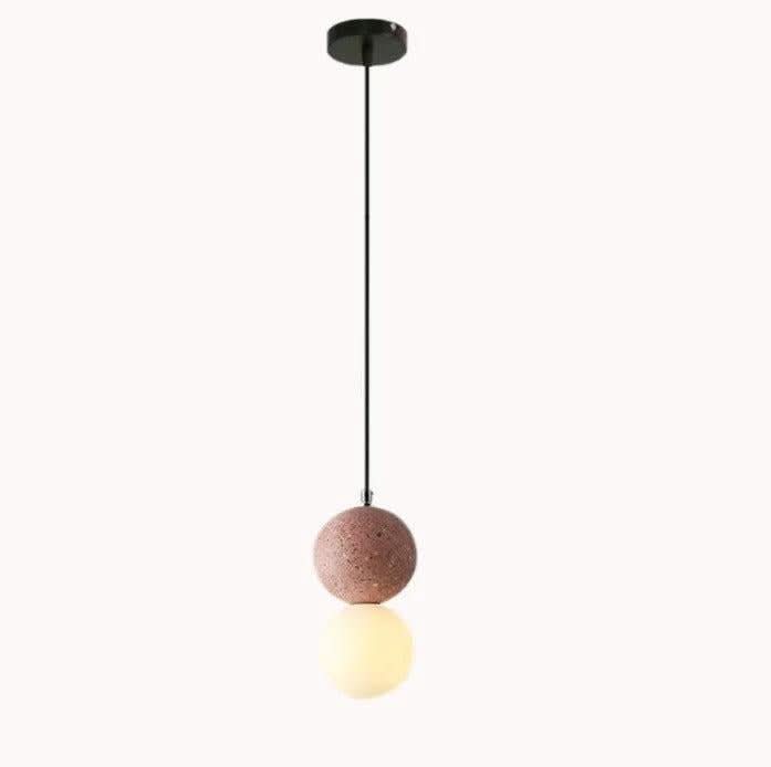 Pendentif Bois Verre Ciment | Ulmo - Designix Suspension luminaire Rose Blanc Chaud