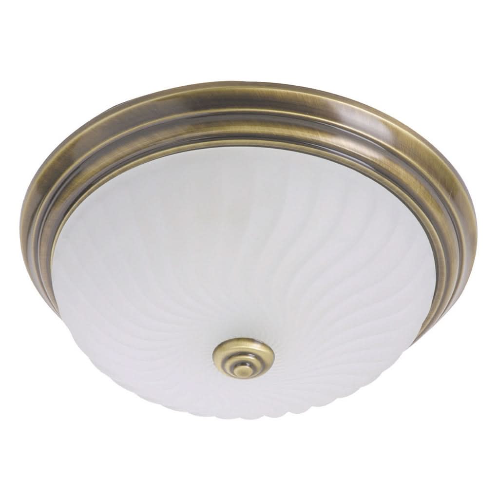 Round bronze ceiling light, cream ribbed glass for living room | Lumea