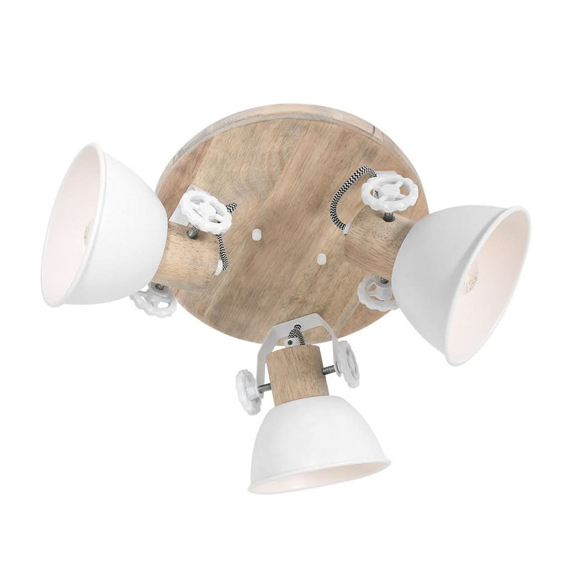 White Wooden Industrial Ceiling Light