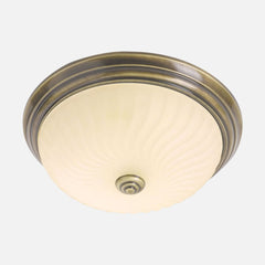 Round bronze ceiling light, cream ribbed glass for living room | Lumea