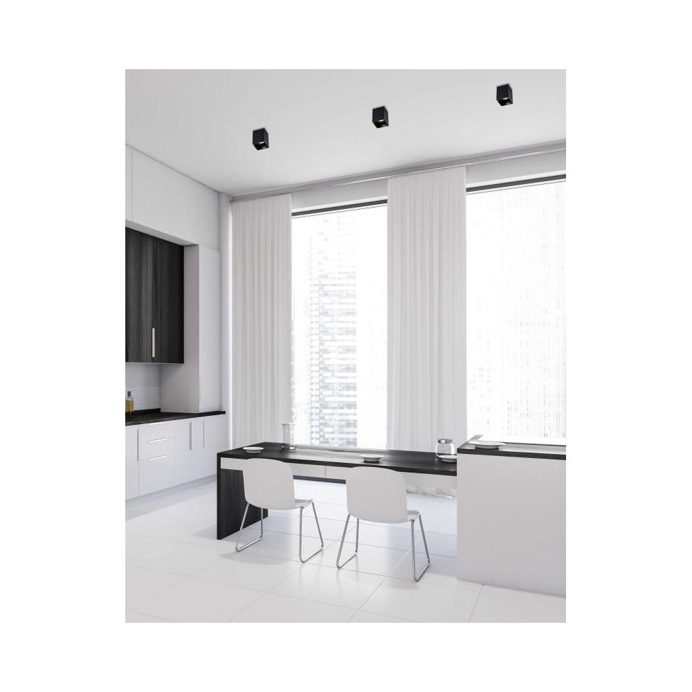 Plafonnier carre ZAMBELIS GU10 DESIGN Noir Sable S152