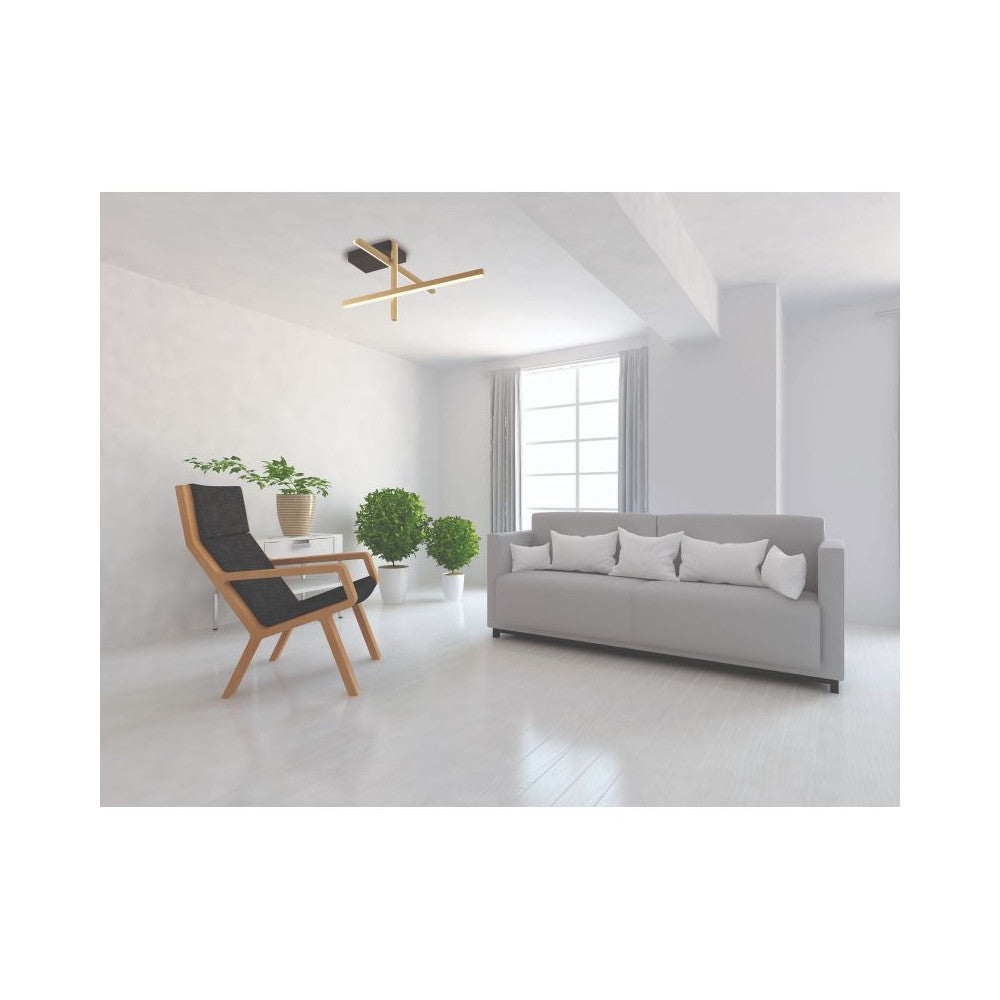 Plafonnier ZAMBELIS 23W Dimmable DESIGN Dore Mat et Noir Sable 22024