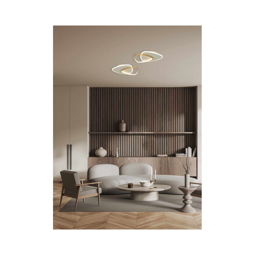Plafonnier ZAMBELIS 36W Dimmable DESIGN Dore et Blanc Mat 23093