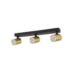 Plafonnier ZAMBELIS  3xGU10 DESIGN Noir Mat et Laiton Brosse Sans Source S107