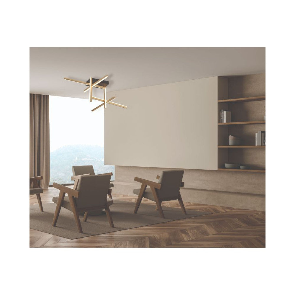 Plafonnier ZAMBELIS 50W Dimmable DESIGN Dore Mat et Noir Sable 22026