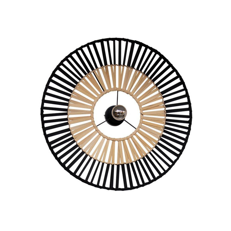 Plafonnier ZAMBELIS D600 E27 DESIGN Noir et Bambou Sans Source 19252