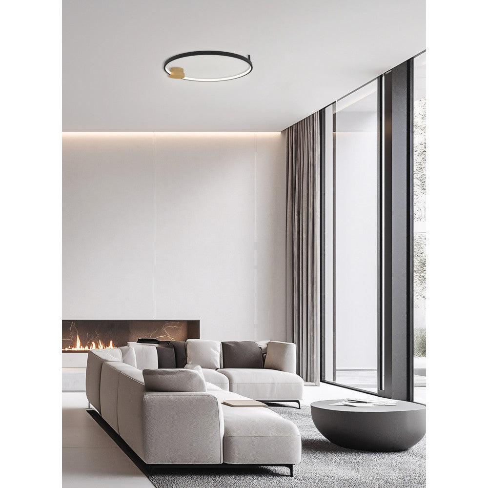 Plafonnier ZAMBELIS D640 24W Dimmable DESIGN Or Mat et Noir Mat 23096