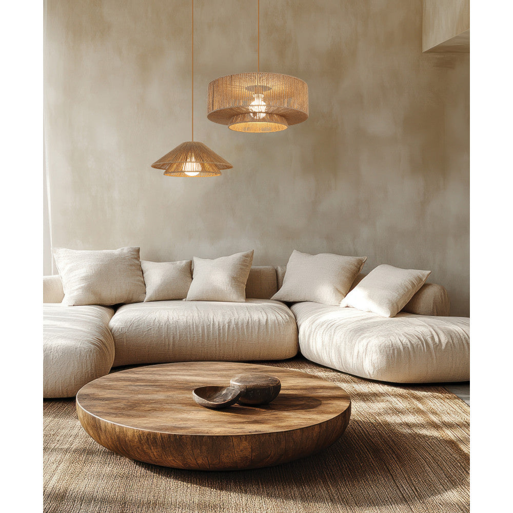 Suspension ZAMBELIS D400 E27 DESIGN Corde de Papier Naturelle Sans Source 25429