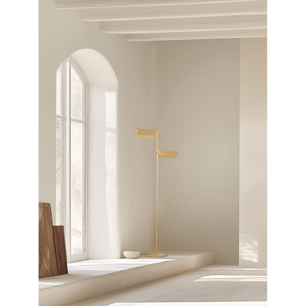 Lampe Sur Pied ZAMBELIS 12W Dimmable DESIGN Or Brosse 25194
