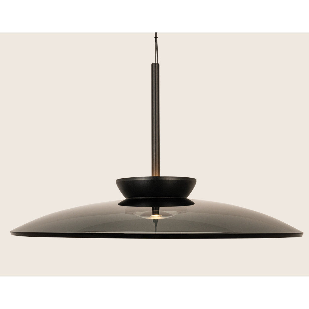 Suspension ZAMBELIS D500 31W Direct/Indirect CCT Dimmable DESIGN Verre Fume et Noir Mat 25275