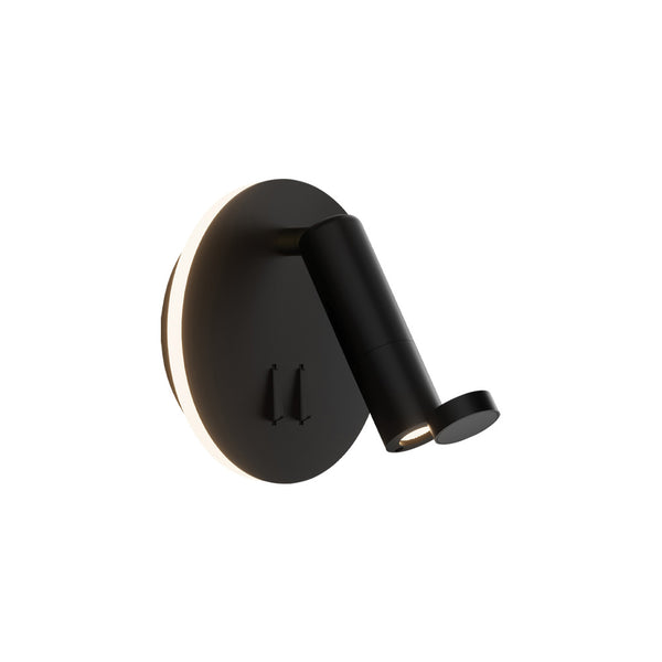 Applique Murale Orientable Direct/Indirect ZAMBELIS D140 3W + 6W Interrupteur DESIGN Noir Mat 25303
